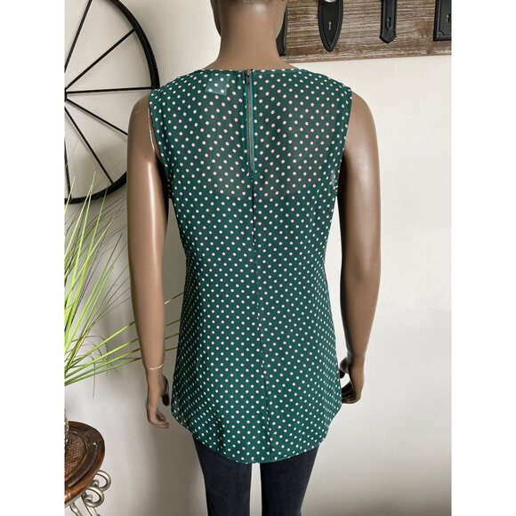 CABI Womens Green & Pink Polka Dot Sleeveless Blouse S Top - Picture 3 of 10